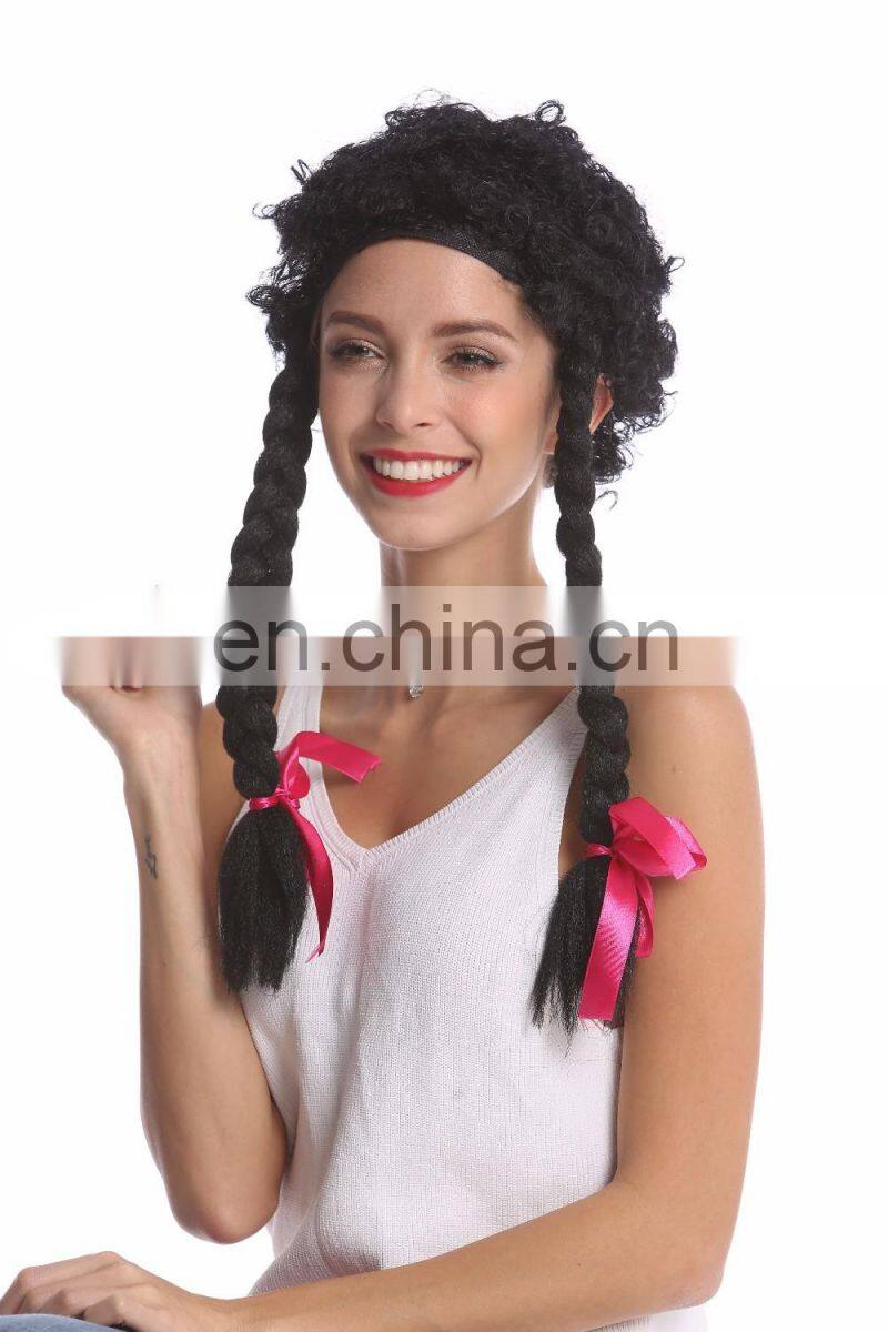 Cute wigs Black Curly Braids wigs for Party P-W205