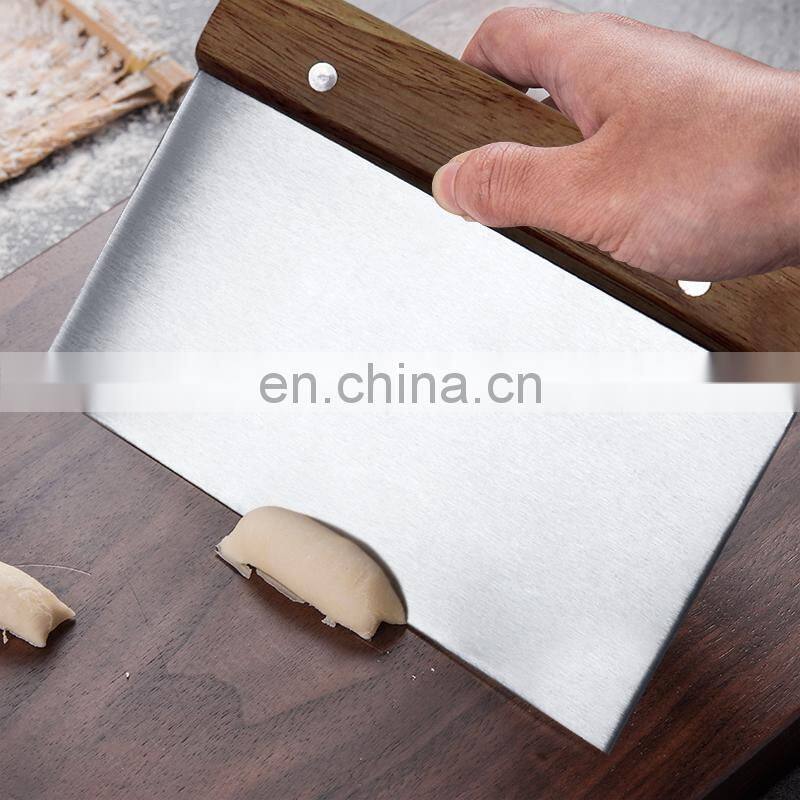 Hot Sale Stainless Steel Wooden Handle Kitchen Baking Flour Scraper
