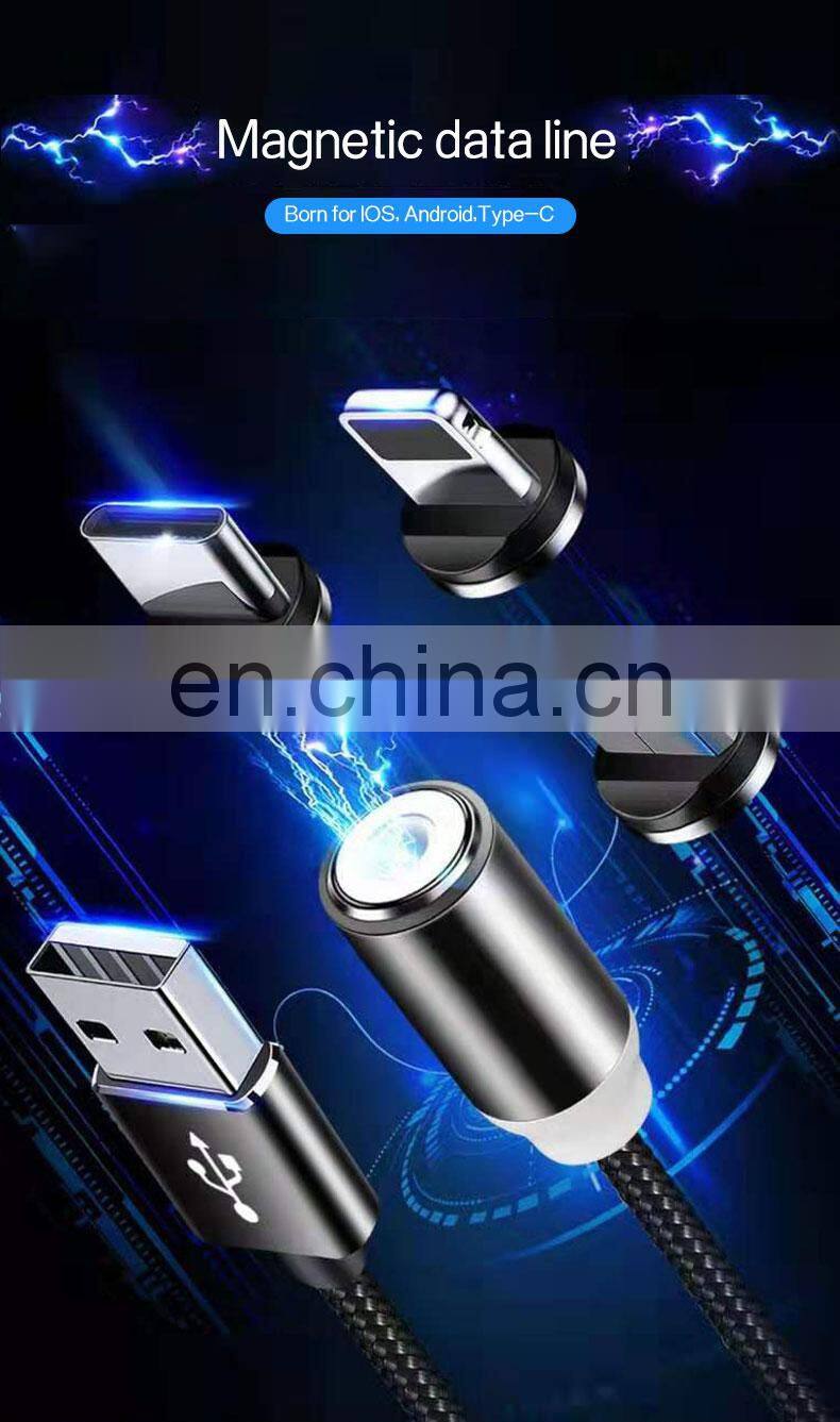 Flowing Light Led Magnetic Charging Cable Micro Usb Type C Magnet Usb Cable Streamer Phone Charger Cable For Iphone