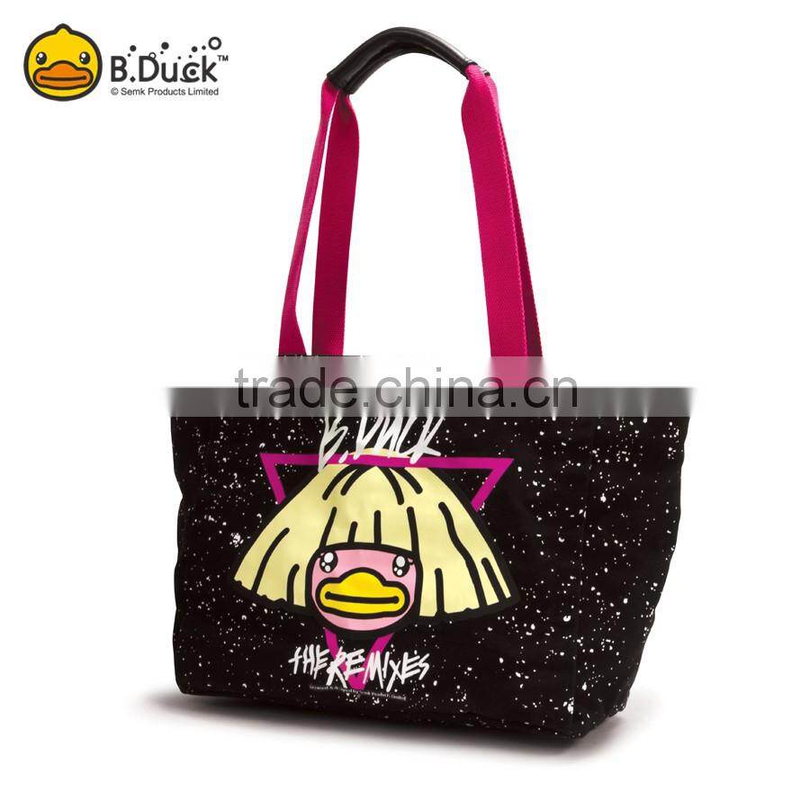 Wholesaler 2016 fashion polyester black women tote bag