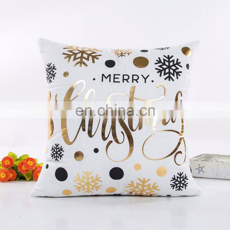 Bronzing Christmas Cushion Cover Gold Printed Pillow Cover Decorative Pillow Case Sofa Seat Car Pillowcase Soft