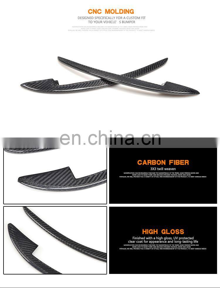 Carbon Fiber Front Canard Bumper Swim Fins for Ferrari 458 Base Coupe 2-Door 11-13