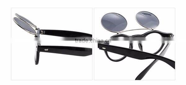 cheap promotional steam punk logo print renovate double lens sunglasses