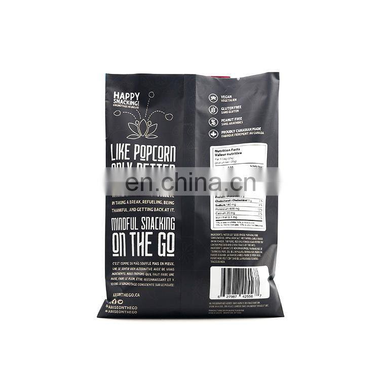 Custom printed snack puffs food popcorn potato chips packaging bag metallic foil coated popcorn bags