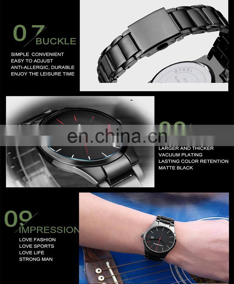 HANNAH MARTIN 17551 High Quality Quartz Watches For Man Fashion Stainless Steel Strap Calendar Business Men Watch