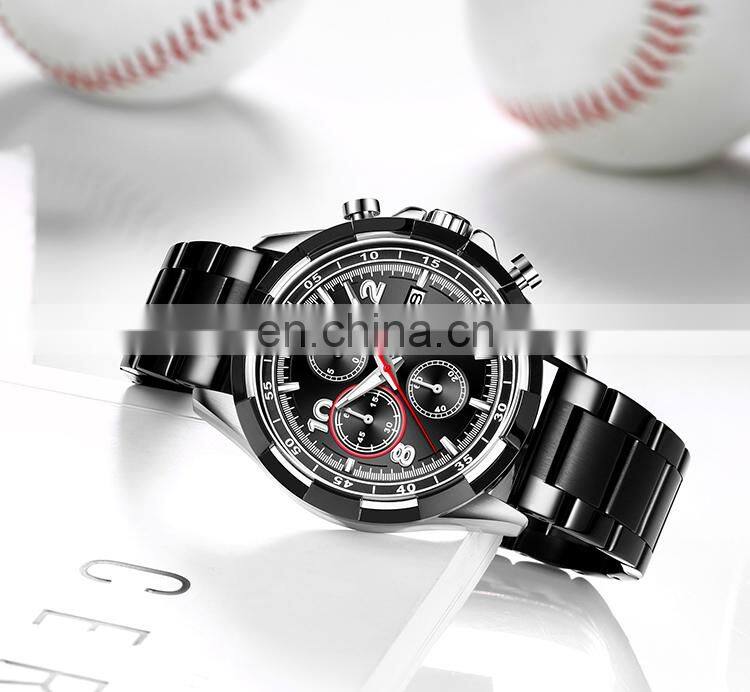 MINI FOCUS MF0198G Men's Quartz Watches Stainless Steel Chronograph Waterproof Luminous Man Clock