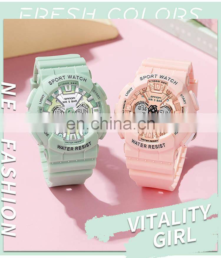 SANDA 6068 Women's Watches Multifunction Military Quartz Digital Wristwatch Casual Clock watches digitals