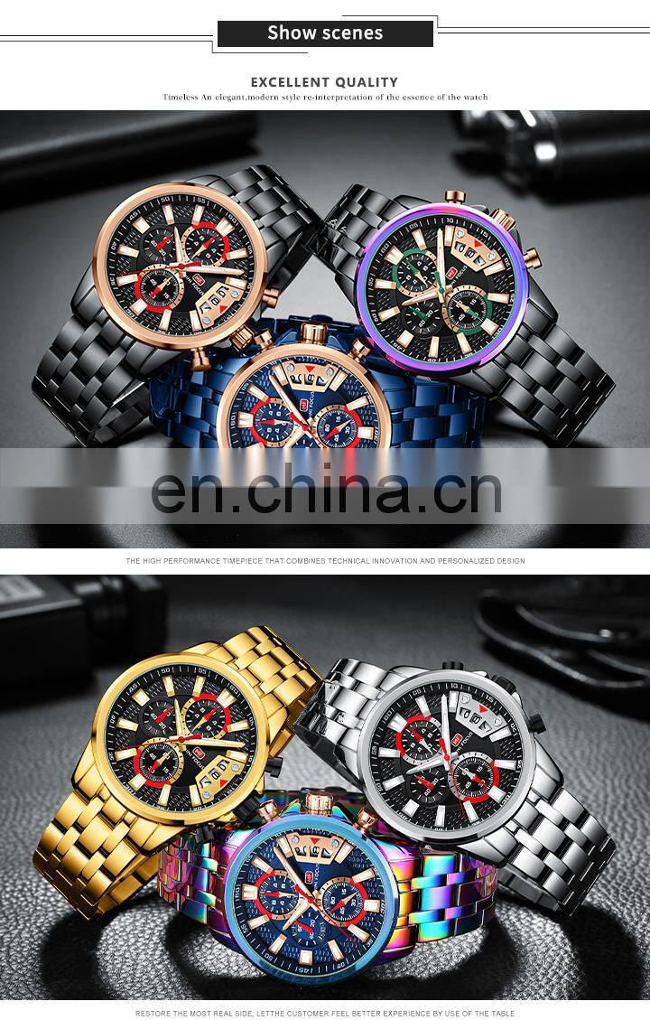 Mini Focus MF0352G Big Screen Chronograph Quartz Watches Luxury Water Proof Mens Watch Gift Set