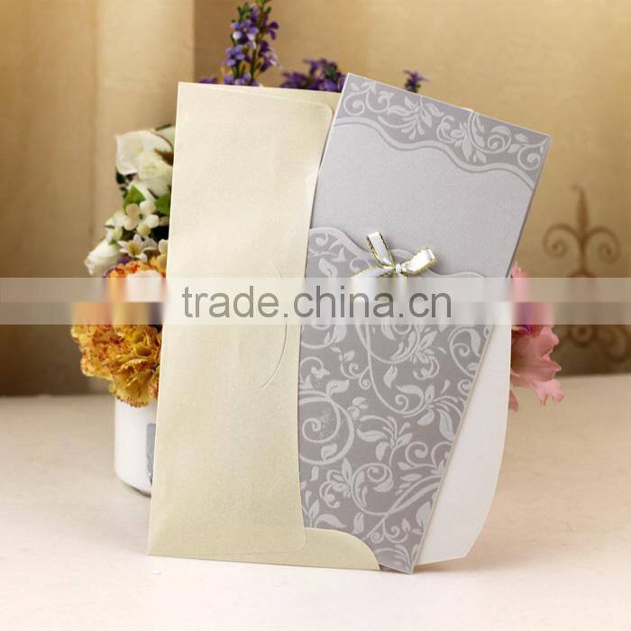 2016 Best Quality Hindu Style Embossing Silver Wedding Card