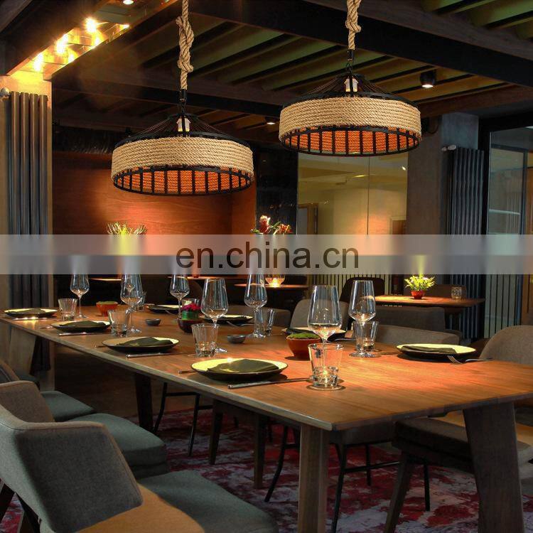 Stylish Hanging Lamp Vintage Hemp Rope Pendant Ceiling Lamp For Decoration modern design metal pendant light