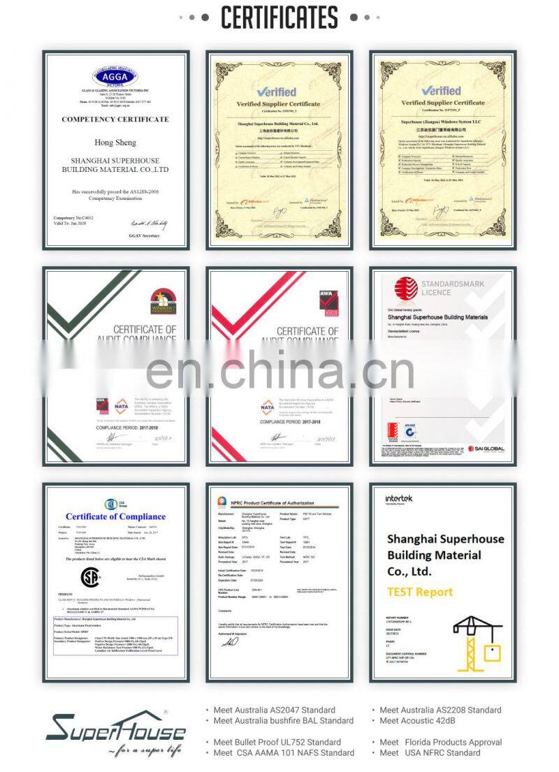 Superhouse Hurricane Rated 10 Years Warranty High Performance Hotel Aluminium Hinged Door