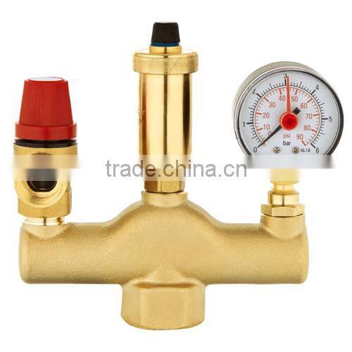 taizhou supplier HR6110 brass safety valve with pressure gauge