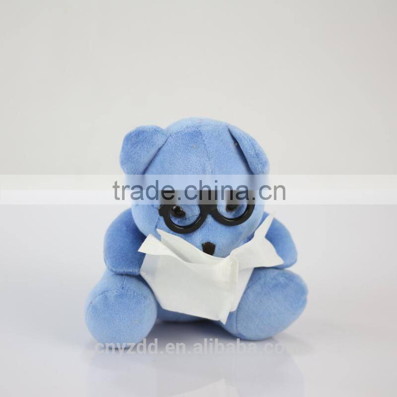 Plush Toy Teddy Bear Wearing Black Glasses/Luck Soft Colorful Toy Bear with Glasss/Stuffed Toy Sitting 14cm High Bear