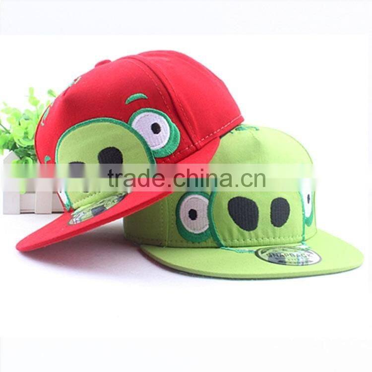 Latest Cute Elephant Embroideried Flat Brim Children Kids Cricket Cap
