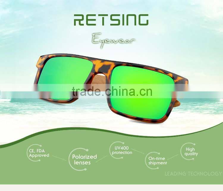 2015 high quality pc frame bamboo polarized sunglasses customized logo