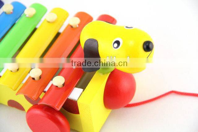 Kids wooden dog pull toy xylophone drag toy