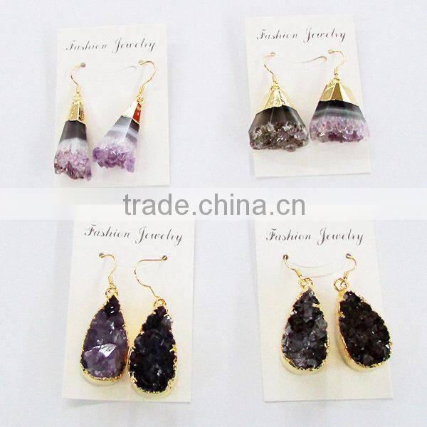 EA3149 Latest design Druzy Bezel Sets, Sparkly Druzy Post Earring