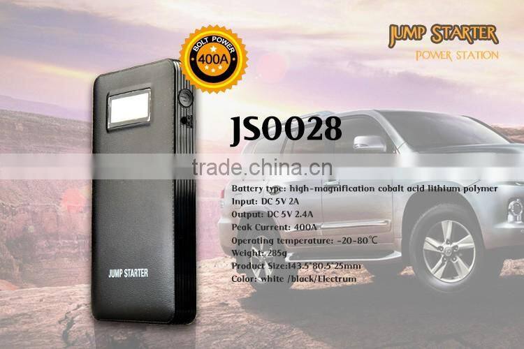 400A Peak Current Car Jump Starter Battery Charger with 6000mAh Power Bank with 2.4A USB Charging Port