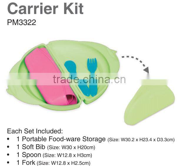 PM3322 China Wholesale Portable Plastic Baby Lunch Carrier Kit Baby Feeding Set