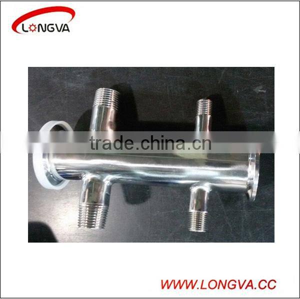 sanitary stainless steel pipe fitting tri clamp spool with threaded drain
