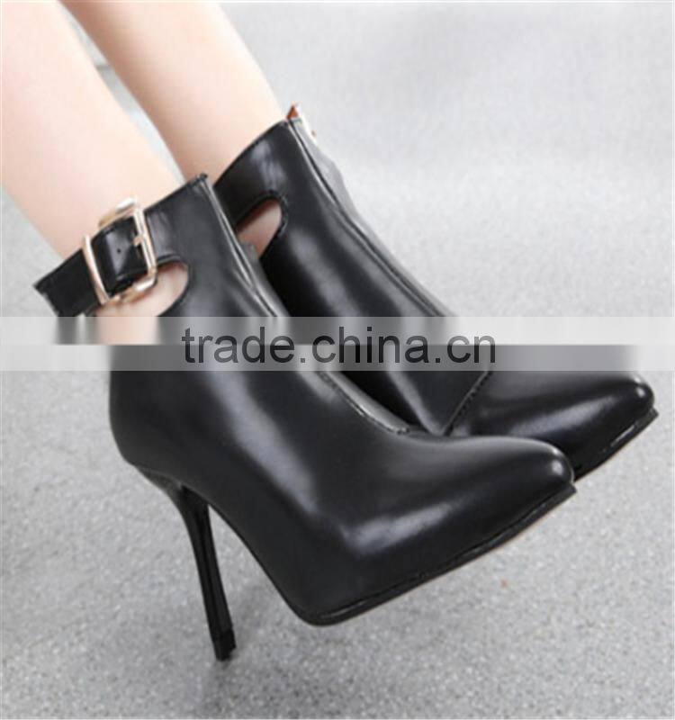 Black women pointy toe high heel knee high boots Pencil high heel 9cm shoes