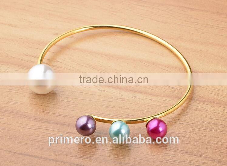 Cuff Charm Gold Color 4 Pearl Shamballa Bracelets Statement Bangles For Women Jewelry