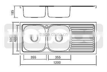 One-piece extending double bowl kitchen sink with drainboard BL-934
