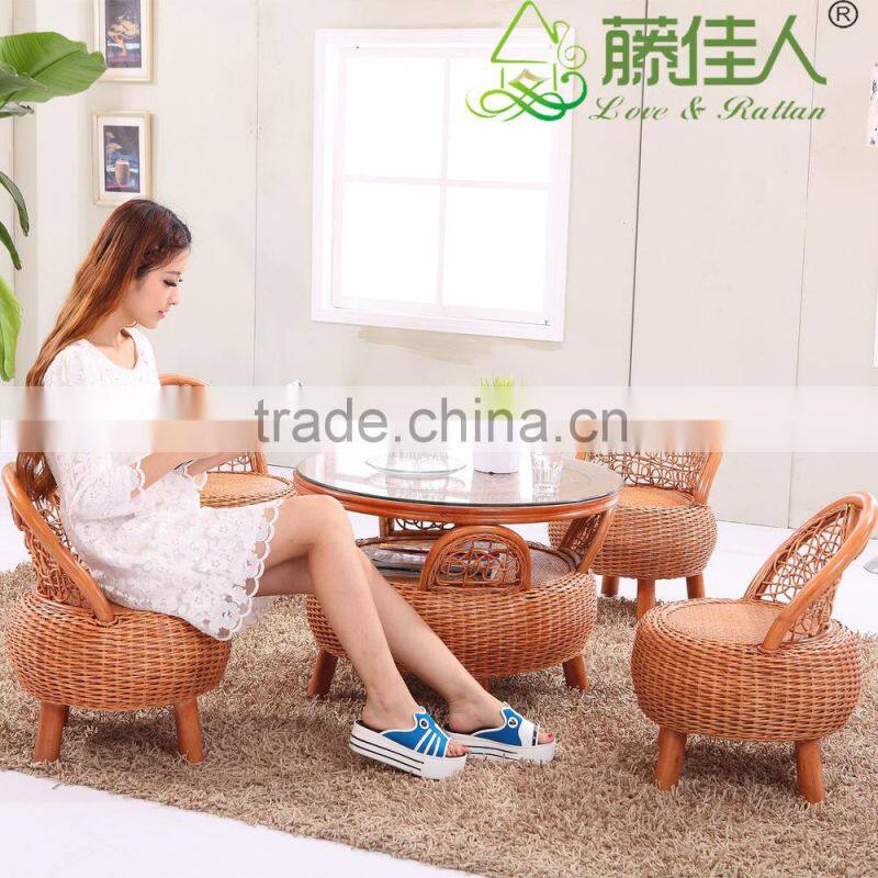 2015 High Quality Indoor bamboo Cane 123 sofa sets Vintage Rattan Furniture for salon
