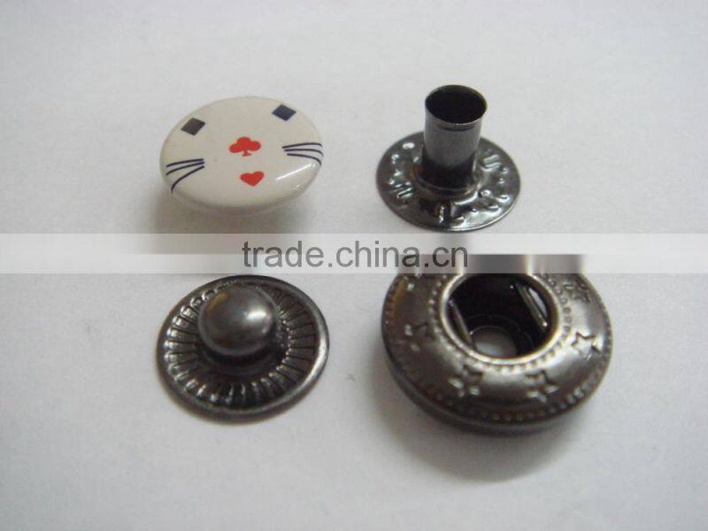 11.5mm fancy cat logo metal silk-screen kids snap button