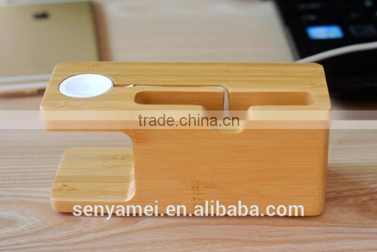 2 in 1 Charger Holder For Apple Watch Stand Bamboo Wood,For Dock
