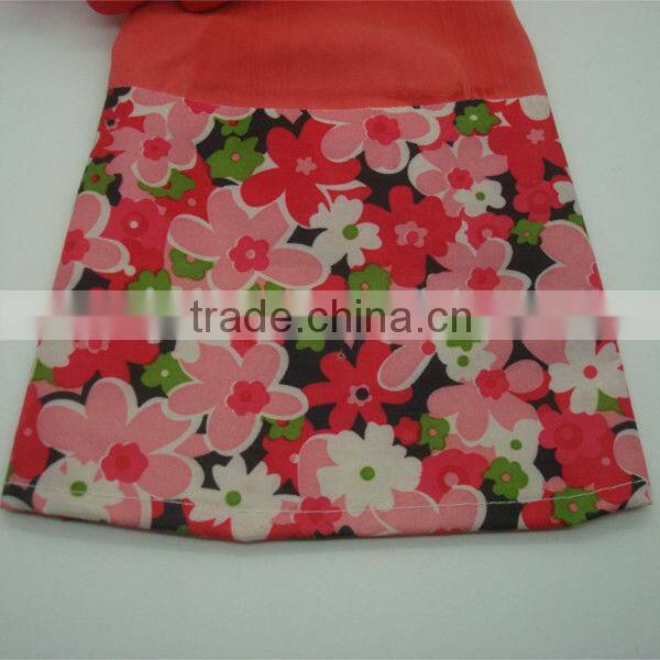 Boxi-High quality red extended paragraph inside with cotton latex cleaning gloves