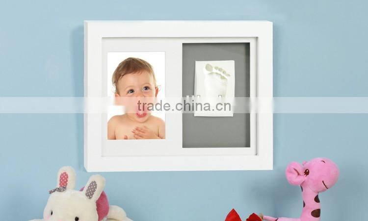 High quality baby hand imprint with wall wood frame moulding sculpture