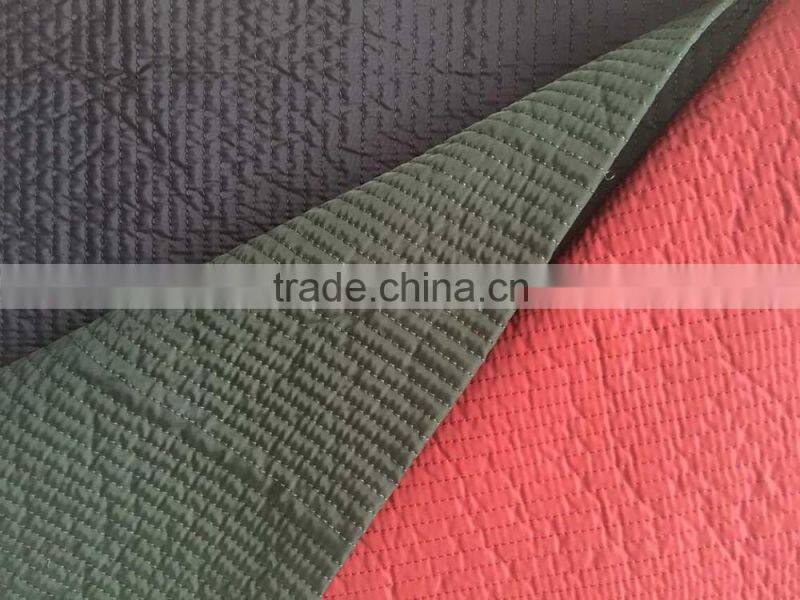 Fashion polyester stripe embroidered thermal padded fabric with quilting for down coats/jacket