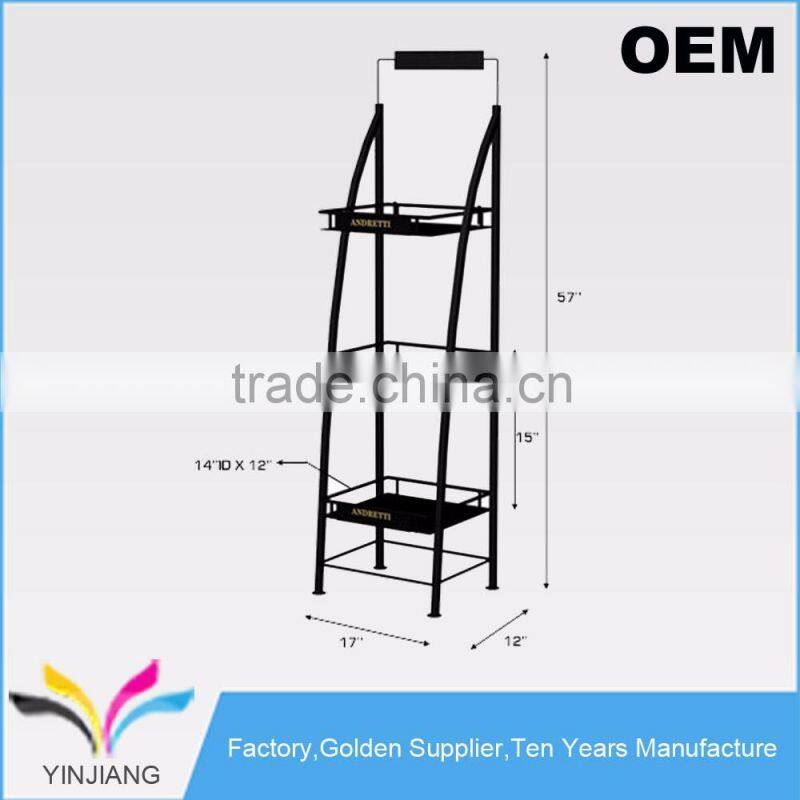 Retail Shop Wine Display - 3-Shelf Wine Display Rack for Beverage Holders