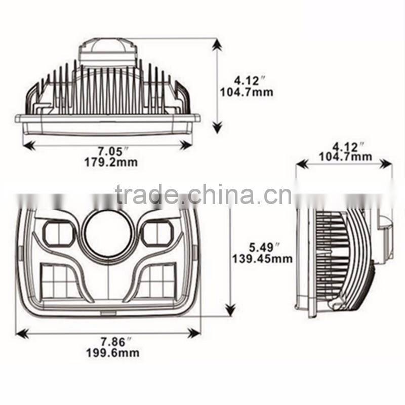 5x7 Rectangular Projector LED Headlight Sealed Beam Replacement with CRE-E Chips for truck motorcycle