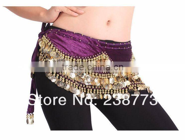 2016 New designs cheap belly dance sequin coin belts belly dancing costume hip scarf for women 13 colors available