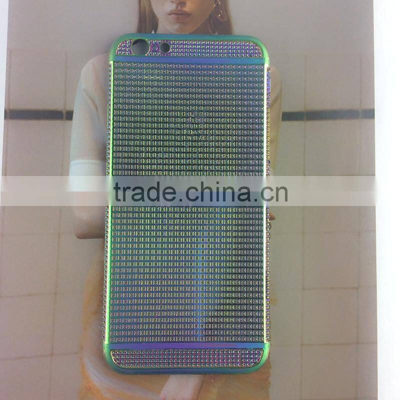 2016 China hotsell product for iphone 6s plus housing rainbow with full crystal for iphone 6s plus 24k gold crystal
