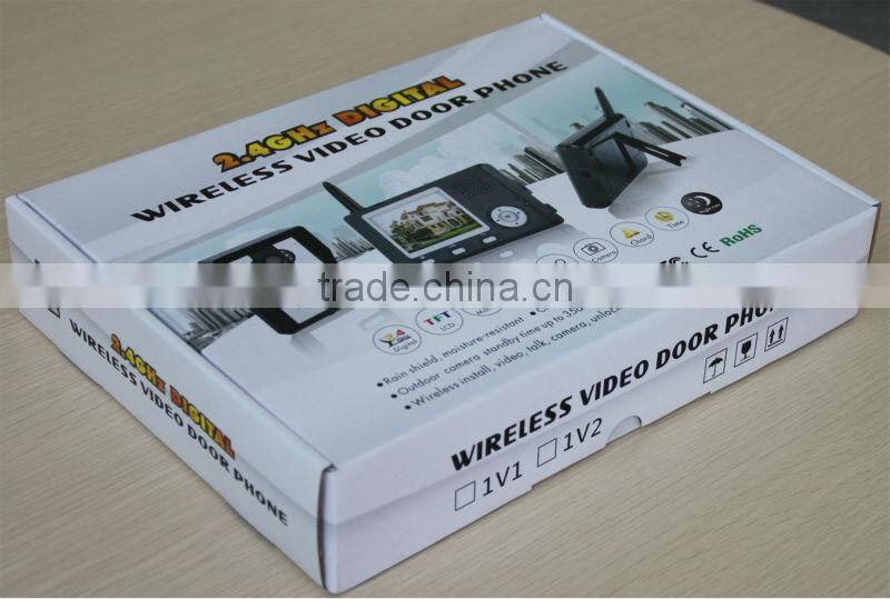 3.5" wireless video door phone with peephole camera for villa/home/hotel,two way intercom