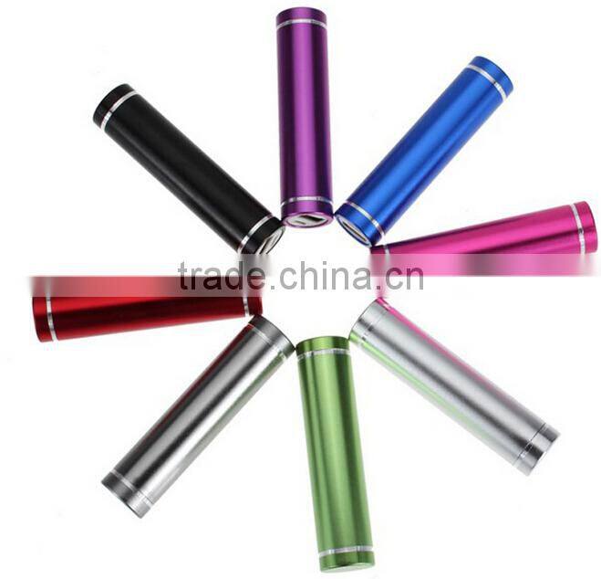 promotional metal cylinder power bank charger 1500mah,1800mah,2200mah,2600mah accept print private label