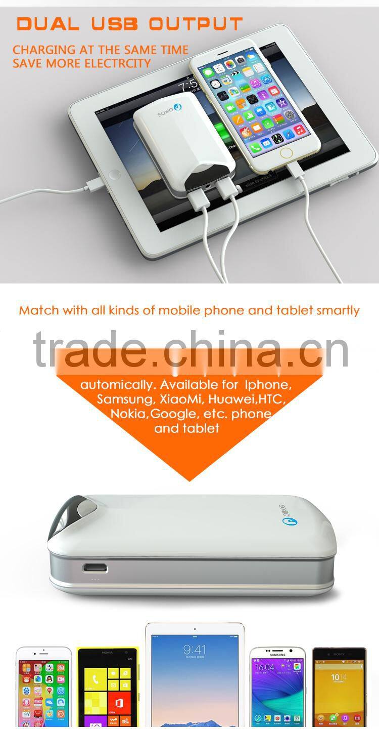 Smart system dual USB 5V 2.1A 1A with flashlight real capacity 7800mah 18650 class A lithium battery power bank for netbook