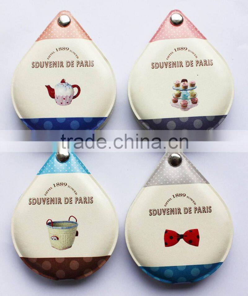 2015 custom design water drop shape make up pocket mirrors,ME311
