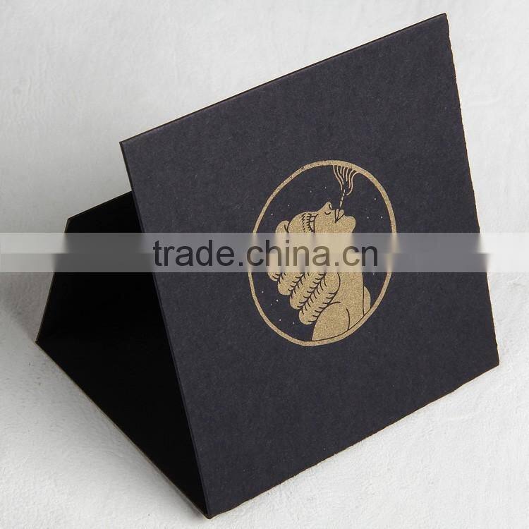 Black cardboard printing gold logo card with wave crease and Double side tape for rollingpaper