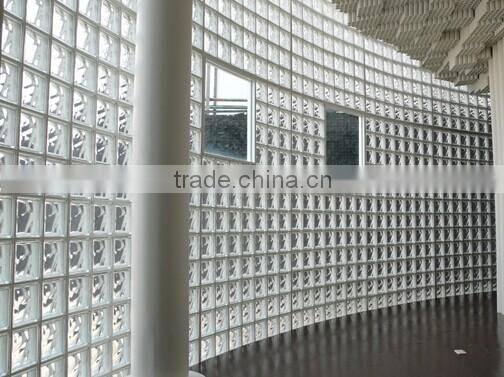 190*190*80mm decorative hollow green cloudy block glass /colored block glass with best price