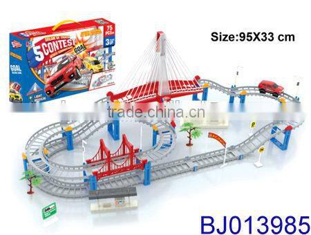 Hot new high speed electric plastic rail car toy slot car set toy