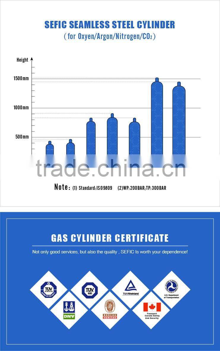 SEFIC Brand O2/N2O Gas Aluminium Cylinder with regulator