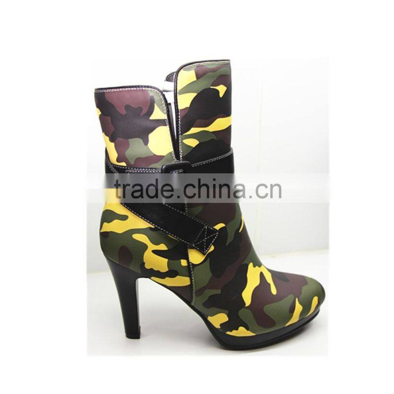 high heels women Rubber outsole casual boots cool camouflage boots
