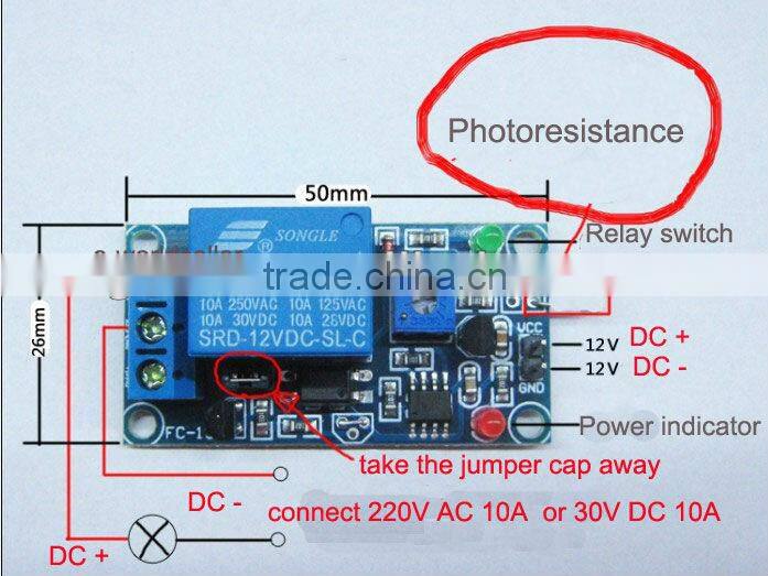 12V car Led light control light detect Photoresistor relay module