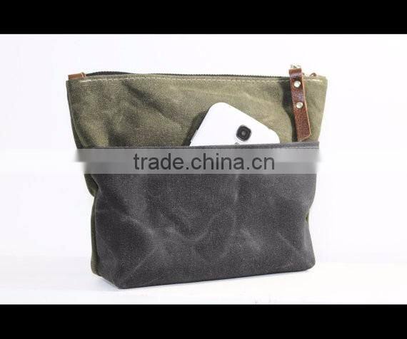 Custom high quality waxed canvas zippered pouch