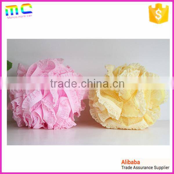 same color wide striated lace edge big size bath ball