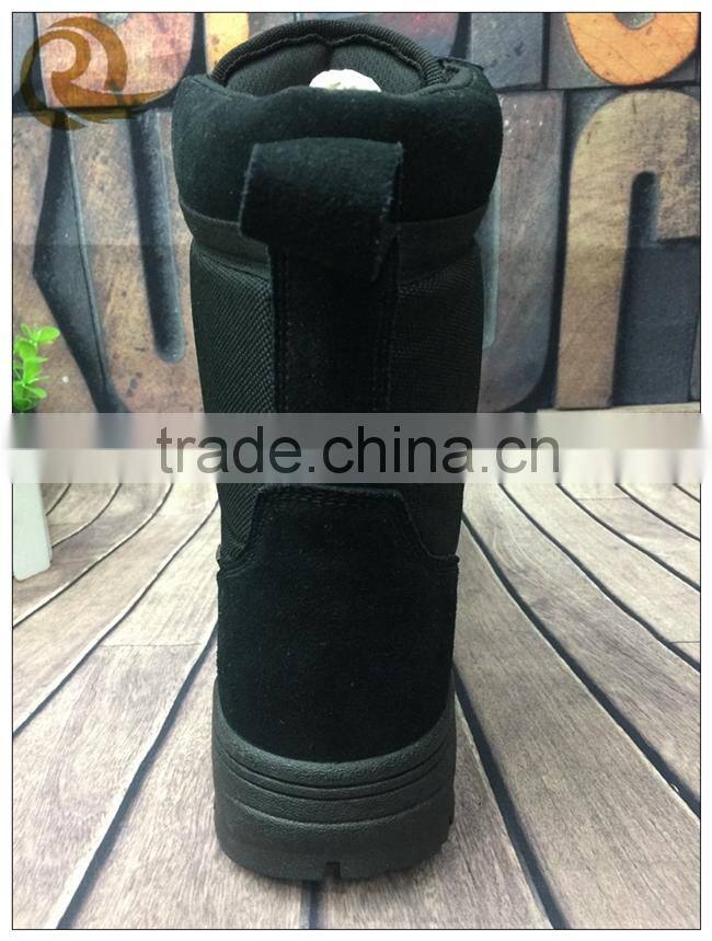 Black leather rubber outsole army military combat boots for man